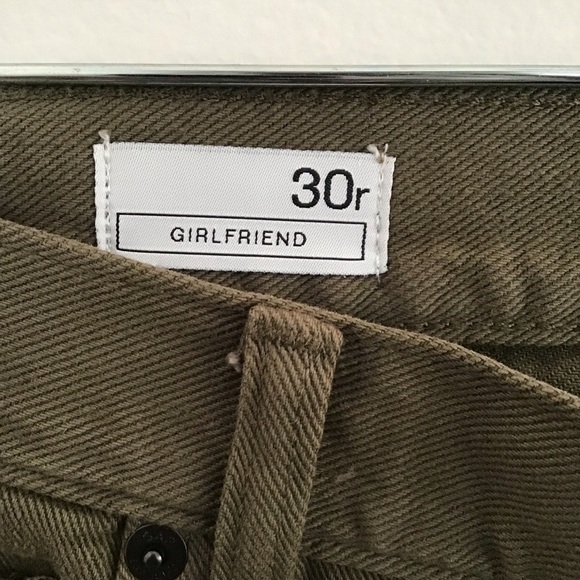 Gap girlfriend distressed cotton army olive green mid rise jeans sz 30 R - Picture 7 of 13